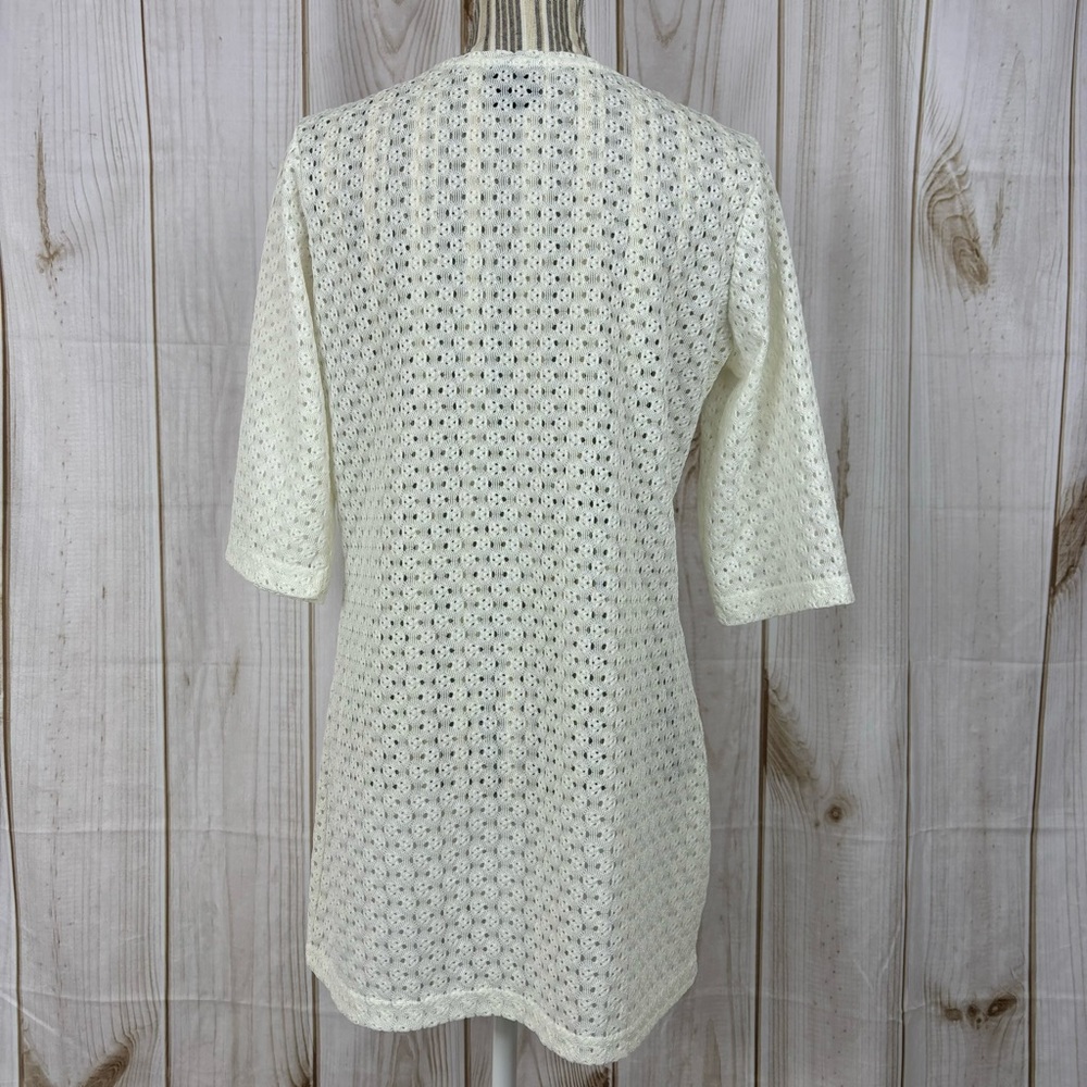 Anne Cole Crochet Swimsuit Cover Bathing Suit Overlay Front Tie White Size Small - Picture 3 of 9